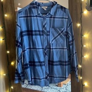 Blue Plaid Flannel, Size Large